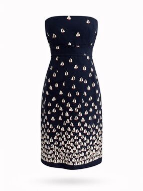 Vineyard Vines Strapless Navy Sailboat Print Dress Sz 0